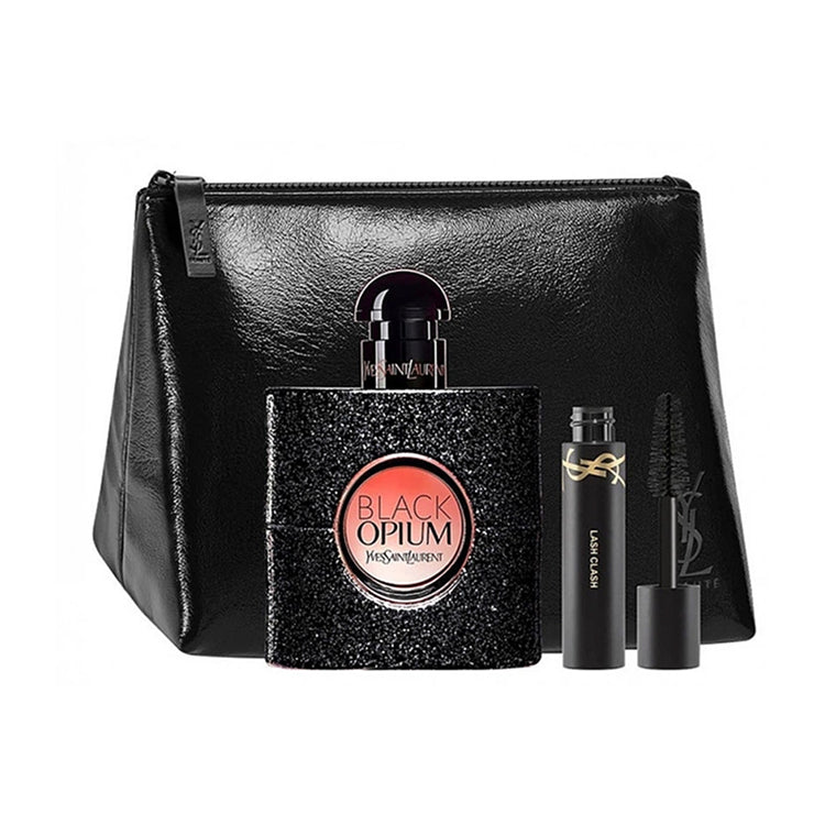 YSL BLACK OPIUM SET: EDP SPRAY 50ML + MINI MASCARA  + POUCH