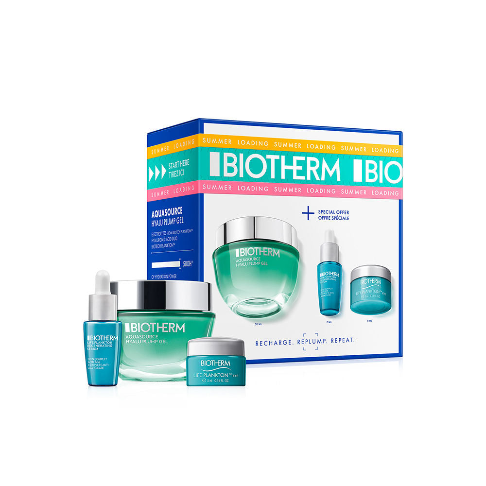 BIOTHERM SET: LIFE PLANKTON EYE CREAM 5ML + AQUASOURCE GEL CREAM 50ML + LIFE PLANKTON ELIXIR SERUM 7ML