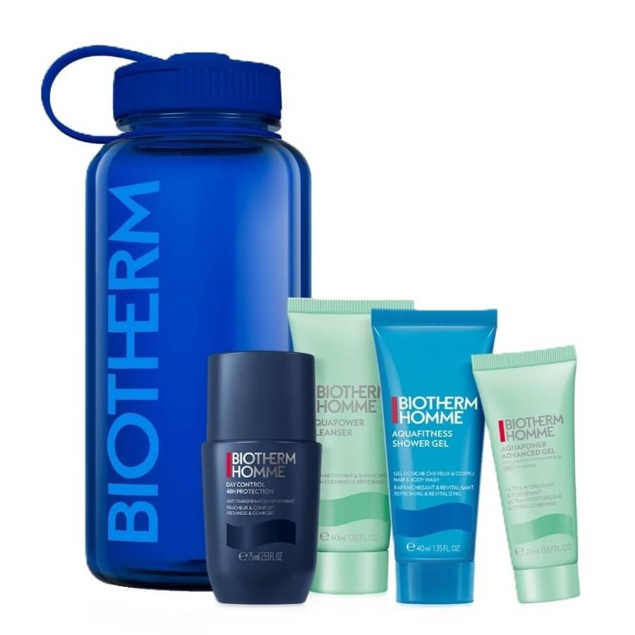 BIOTHERM HOMME SET: AQUAPOWER ADVANCED GEL 20ML + AQUAPOWER CLEANSER 40ML + AQUAFITNESS SG 40ML + DAY CONTROL 48 PROTECTION ROLL ON 75ML