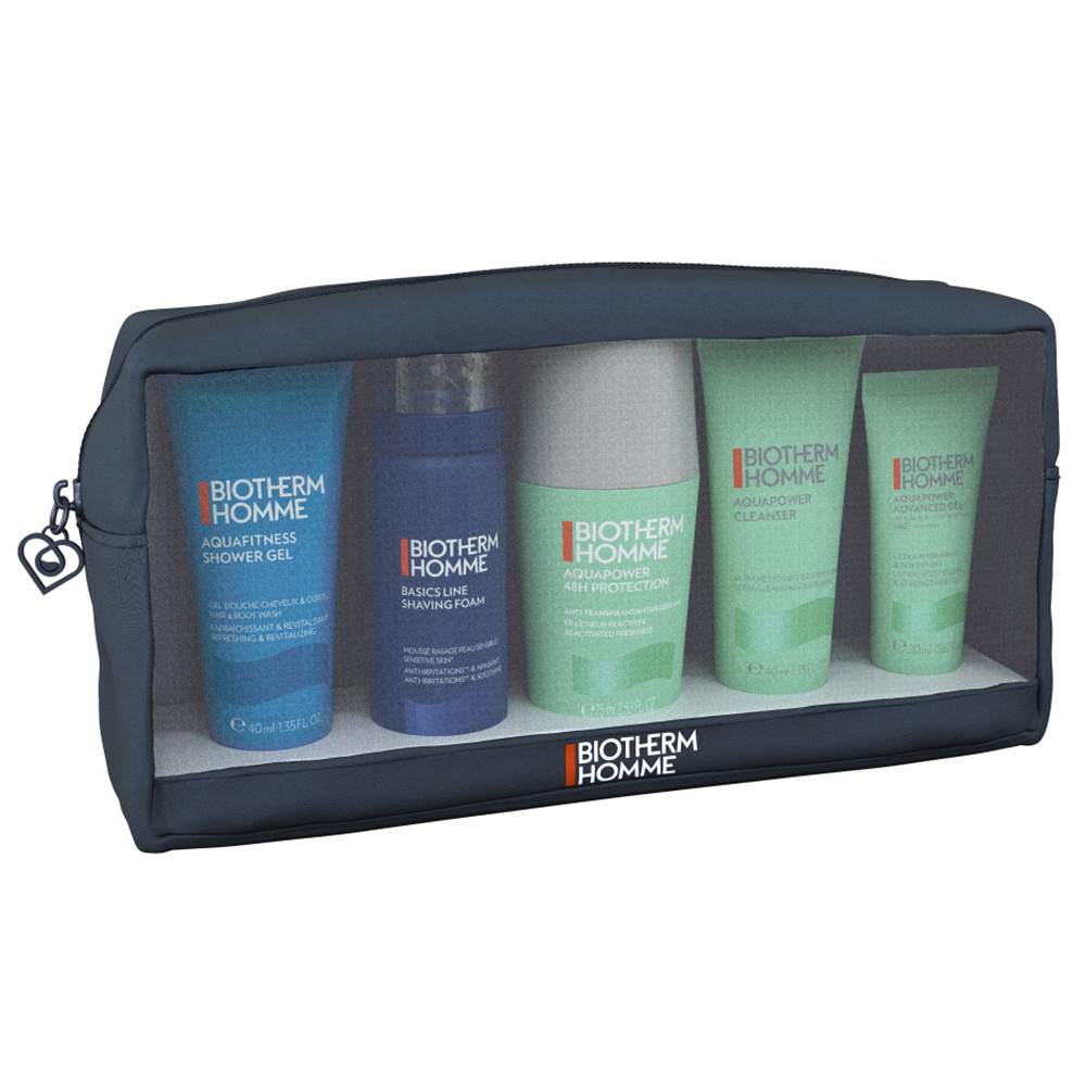 BIOTHERM AQUAPOWER SET: CLEANSER 40ML + SHOWER GEL 40ML + SHAVING FOAM 50ML +  DEODORANT 75ML + ADVANCED GEL 20ML