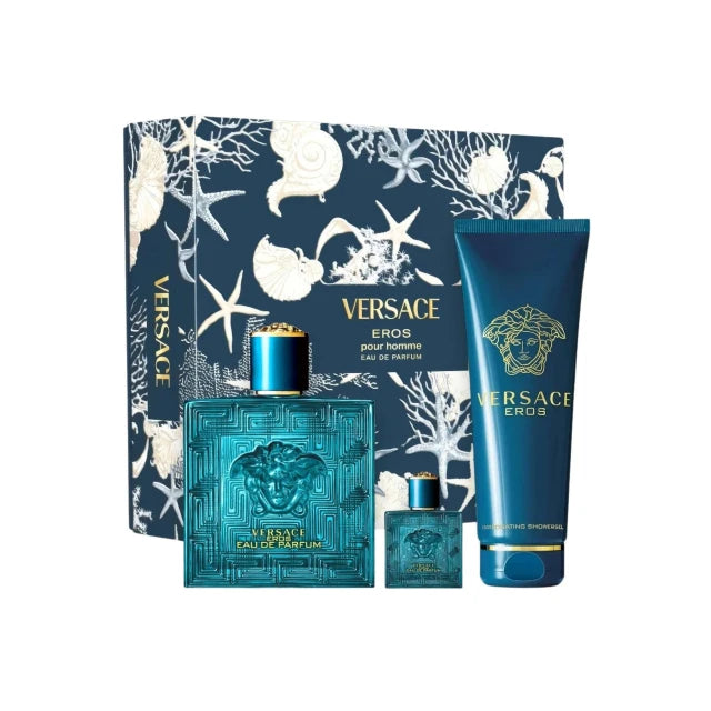 VERSACE EROS HOMME SET: EDP 100ML + BATH AND SHOWER GEL 150ML +  EDP 5ML
