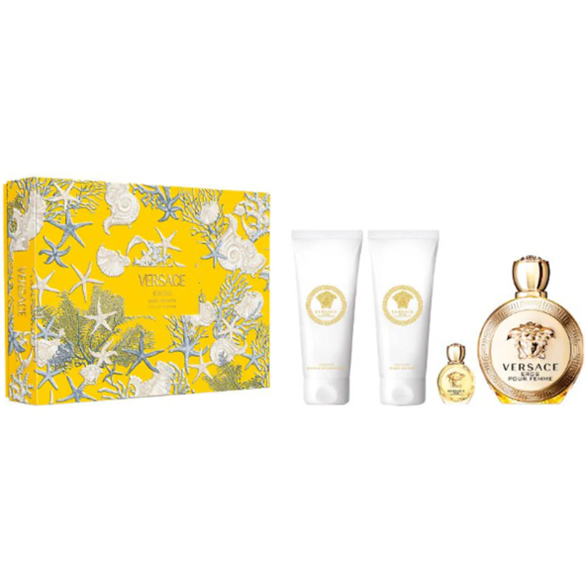VERSACE EROS FEMME SET: EDP 100ML + BATH AND SHOWER GEL 100ML +  BODY LOTION 100ML + EDP 5ML