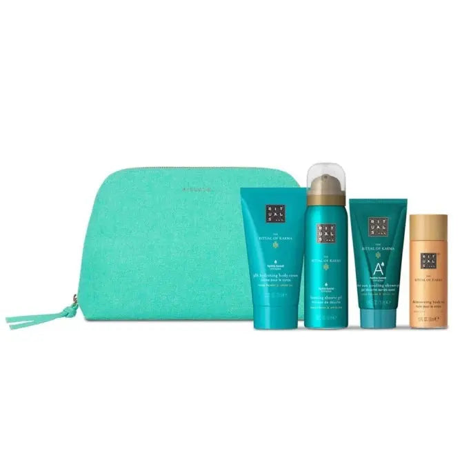 RITUALS KARMA SET: 48HR HYDRATING BODY CREAM 70ML + SHIMMERING BODY OIL 30ML  + FOAMING SHOWER GEL 50ML + AFTERSUN SG 50ML