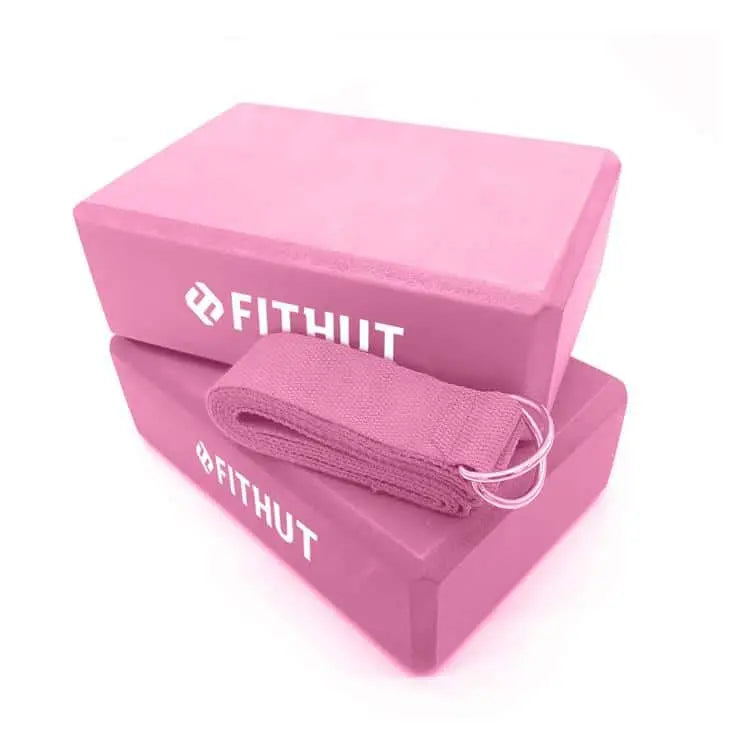 FITHUT YOGA BLOCK TWIN SET WITH STRAP PINK