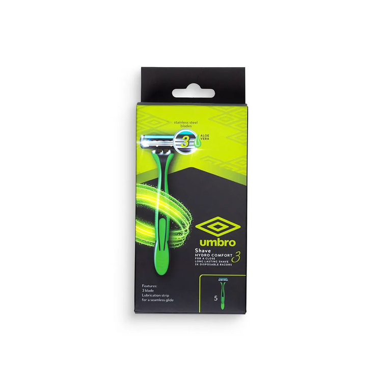 UMBRO SHAVE KIT - 5 DISPOSABLE RAZORS GREEN