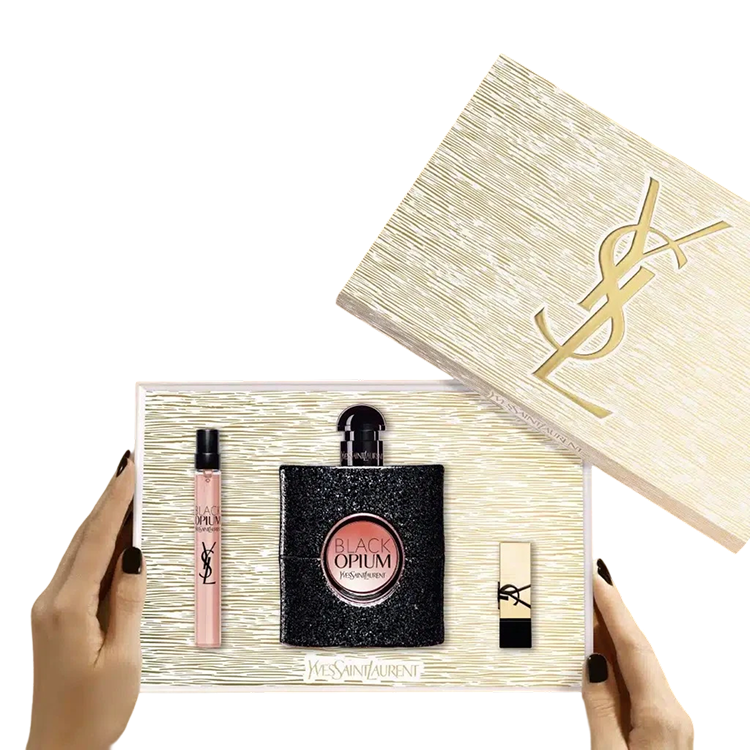 YSL BLACK OPIUM SET: EDP 90ML + EDP 10ML + ROUGE PUR COUTURE MINI  RENO LIPSTICK MINI