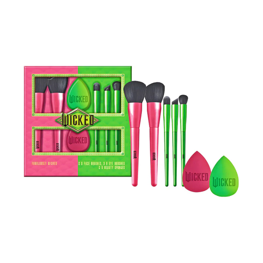 WICKED MAKE UP BRUSH SET X2 FACE BRUSHES X3 EYE BRUSHES X2 BEAUTY BLENDERS