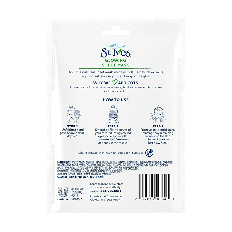 ST IVES SHEET MASK GLOWING APRICOT 23ML
