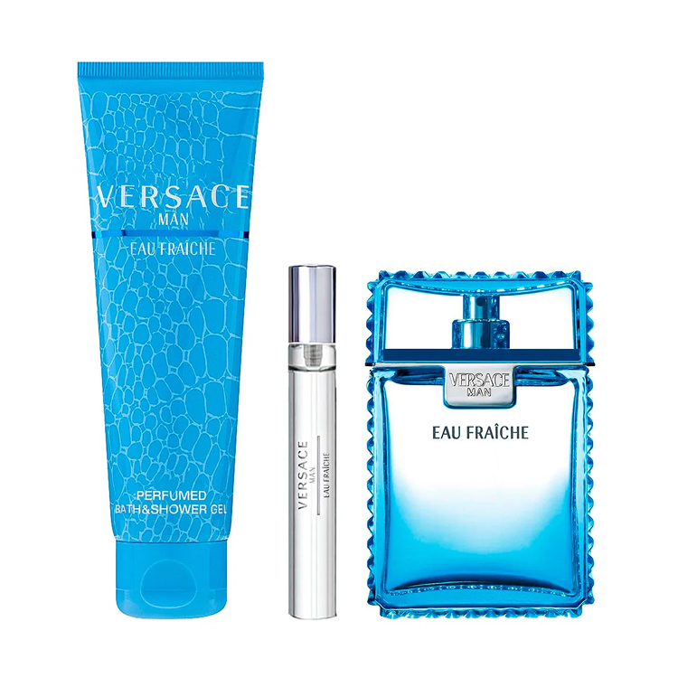 VERSACE EAU FRAICHE SET: EDT SPRAY 100ML + SG 150ML + EDT SPRAY 10ML