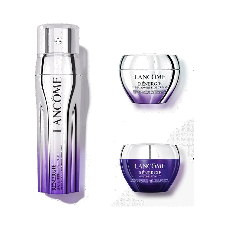 LANCOME RENERGIE SET: NIGHT CREAM 15ML + DAY CREAM 15ML +  TRIPLE SERUM 50ML + EYE CREAM 5ML