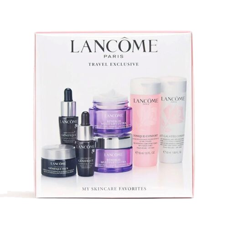 LANCOME SET: CONFORT LOTION CREAM 50ML + TONIQUE CONFORT 50ML +  GENIFIQUE EYE CREAM 5ML + SERUM 5ML + CREAM 15ML