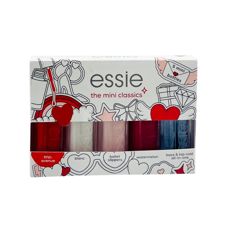 ESSIE NAIL SET: 5ML POLISH - NO1 BLANC + NO6 BALLET SLIPPERS + NO65 FIFTH AVENUE + NO27 WM + BASE COAT