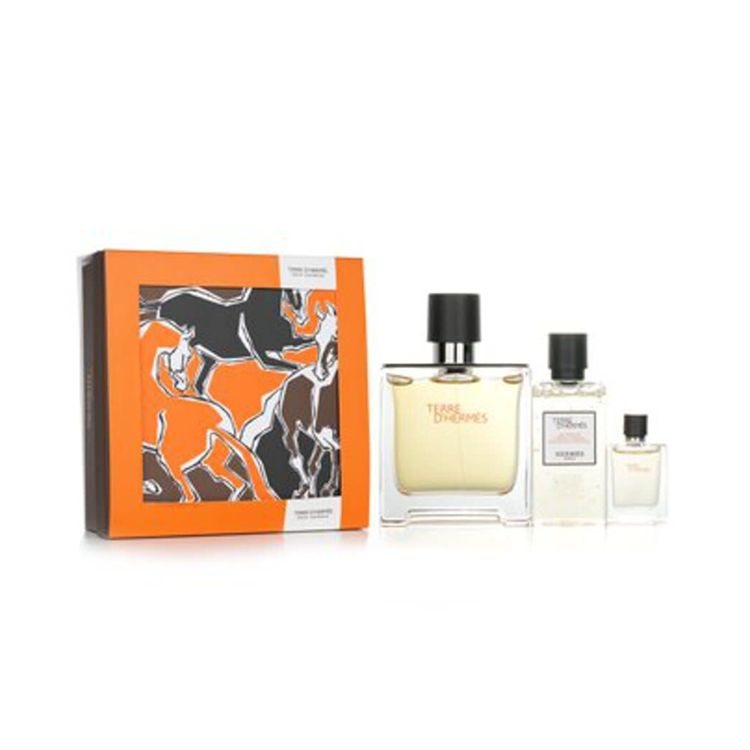 HERMES TERRE D'HERMES SET: EDP SPRAY 75ML + SHOWER GEL 40ML + EDP SPRAY 5ML