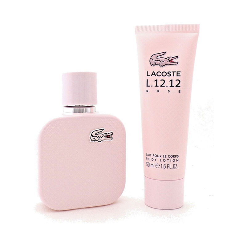LACOSTE EAU DE LACOSTE L.12.12 ROSE SET: EDP SPRAY 50ML & BODY LOTION 50ML
