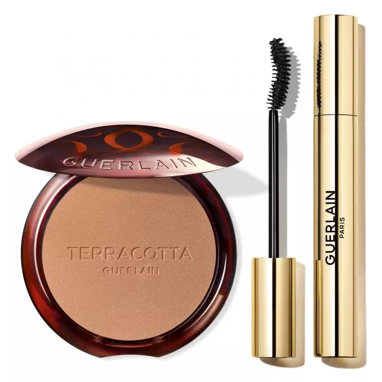 GUERLAIN TERRACOTTA SET: BRONZER POWDER NO3 MEDIUM 10G +  MASCARA NO1 BLACK 6G