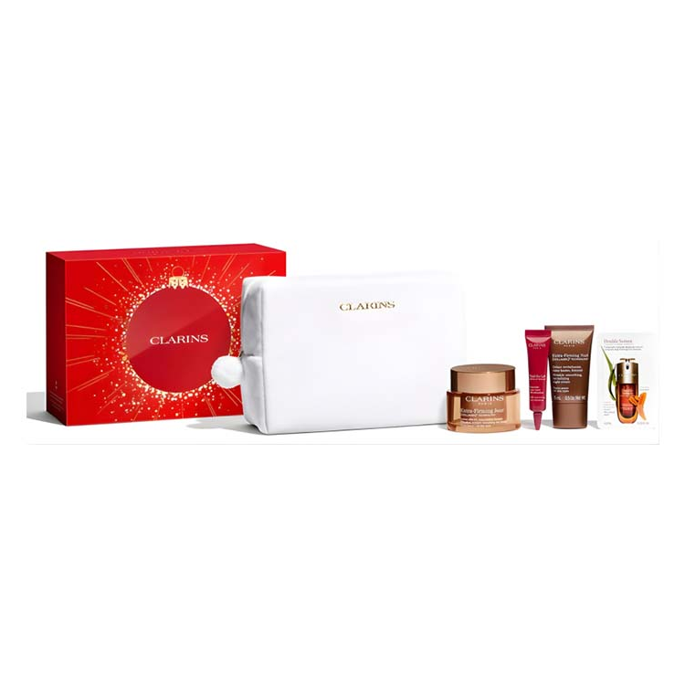 CLARINS MIXED SET: EXTRA FIRMING DAY CREAM 50ML + TOTAL EYE LIFT CREAM 7ML + EXTRA FIRMING NIGHT  CREAM 15ML + ESSENTIAL CARE DOUBLE SERUM 0.9ML