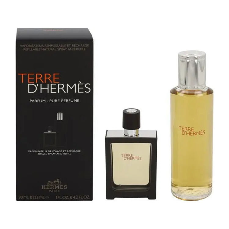 HERMES TERRE D'HERMES SET: PURE PARFUM SPRAY 30ML + REFILL 125ML