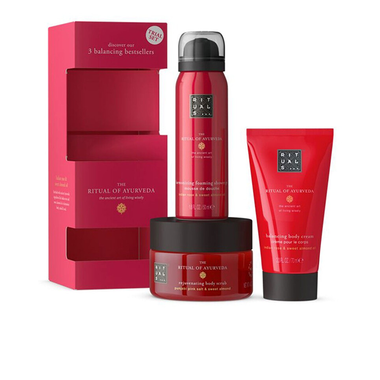 RITUALS AYURVEDA SET: BODY SCRUB 125G+ BODY CREAM 70ML  + FOAMING SHOWER GEL 50ML