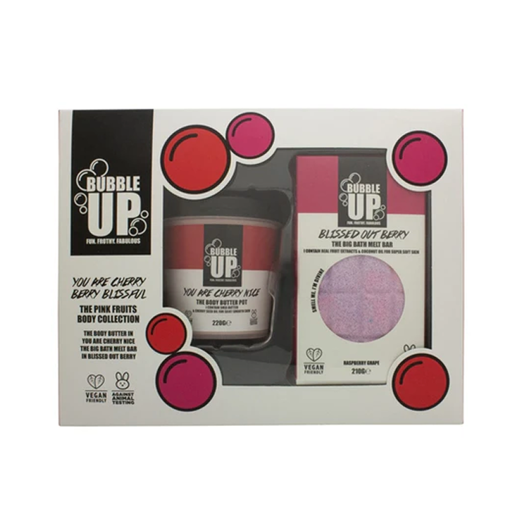 BUBBLE UP 210G BIG BATH BAR BERRY & 220G BODY BUTTER CHERRY NICE