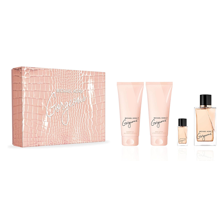 KORS GORGEOUS SET: EDP SPRAY 100ML +  BL 100ML + SG 100ML + EDP 5ML