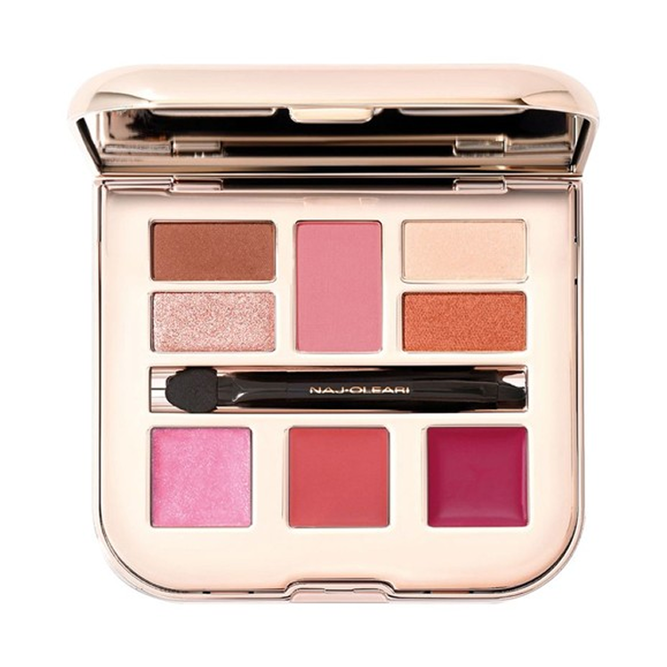 NAJ-OLEARI SET: POWDER BLUSH + 4 EYESHADOWS + BRUSH +  LIP GLOSS + 2 LIPSTICKS + DOUBLE LIP BRUSH