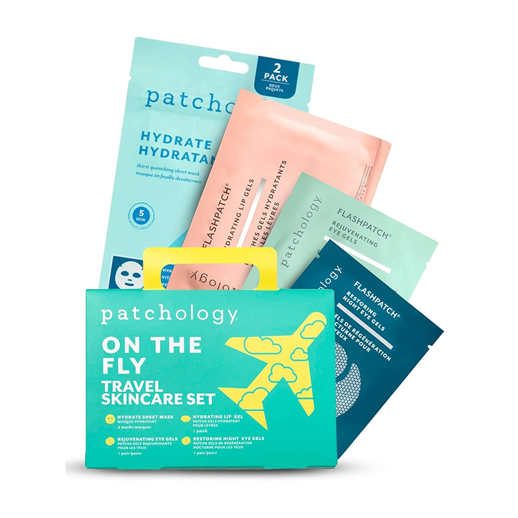 PATCHOLOGY ON THE FLY TRAVEL SET: HYDRATE SHEET MASK 2PCS + FLASH EYE GEL + HYDRATING LIP GEL + RESTORING EYE GEL