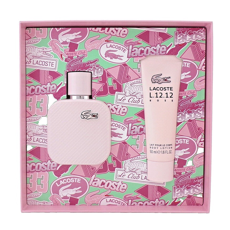 LACOSTE EAU DE LACOSTE L.12.12 ROSE SET: EDP SPRAY 50ML & BODY LOTION 50ML