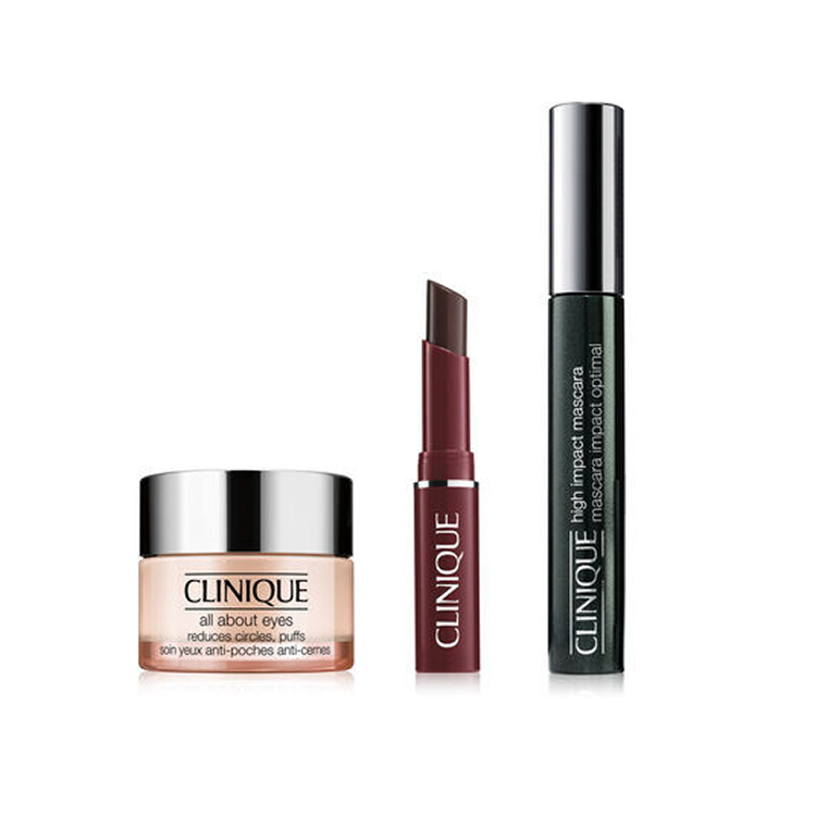 CLINIQUE SET: EYE CREAM 15ML + MASCARA 7ML +  LIPSTICK MINI 1.2G