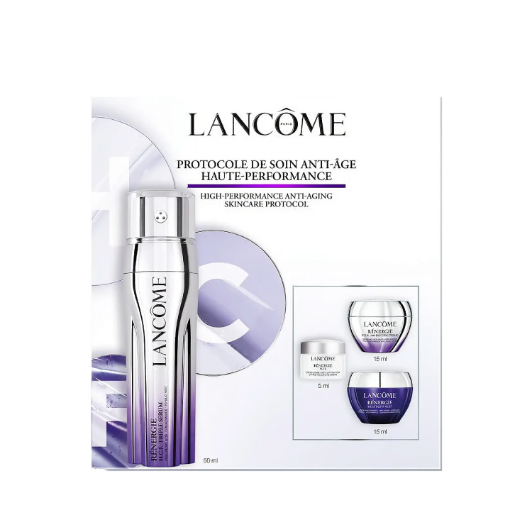 LANCOME RENERGIE SET: NIGHT CREAM 15ML + DAY CREAM 15ML +  TRIPLE SERUM 50ML + EYE CREAM 5ML