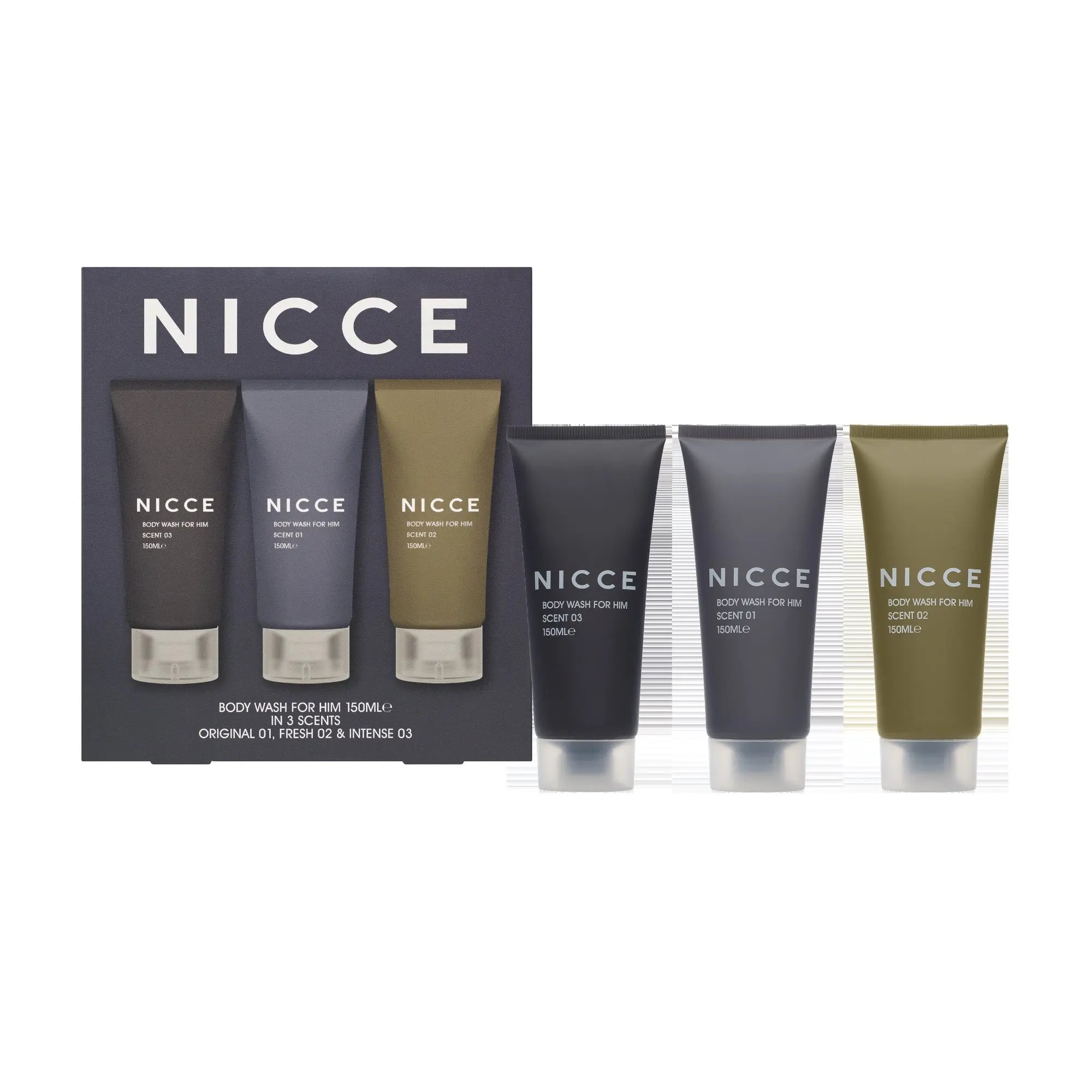 NICCE 3 X 150ML BODY WASHES (ORIGINALFRESHINTENSE)