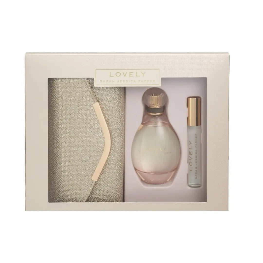 LOVELY EDP 100ML + RB 10ML + GOLD CLUTCH BAG SOFT BOX