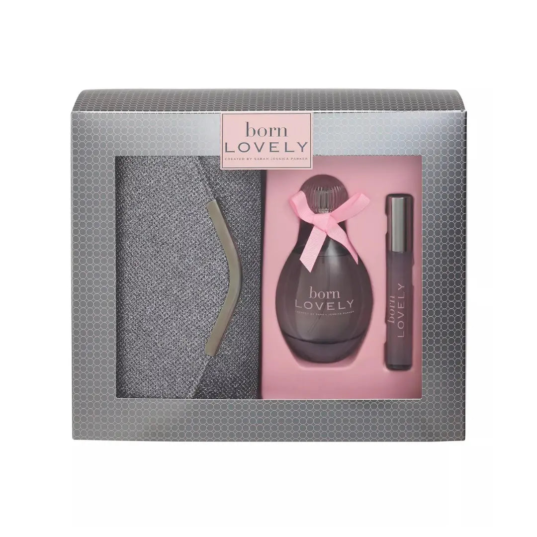SJP BORN LOVELY EDP 100ML, SILVER GREY CLUTCH BAG  & 10ML ROLLERBALL