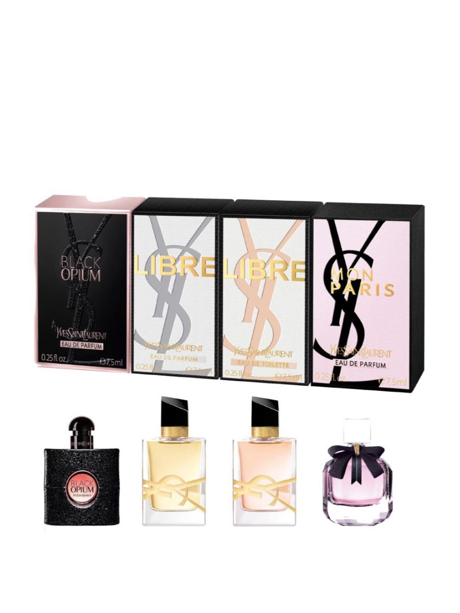 YSL COFFRET SET: BLACK OPIUM EDP 7.5ML + MON PARIS EDP 7.5ML  + LIBRE EDP 7.5ML + LIBRE EDP INTENSE 7.5ML