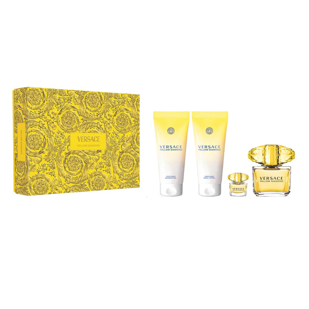 VERSACE YELLOW DIAMOND SET: EDT SPRAY 90ML + BL 100ML + SG 100ML + EDT SPRAY 15ML