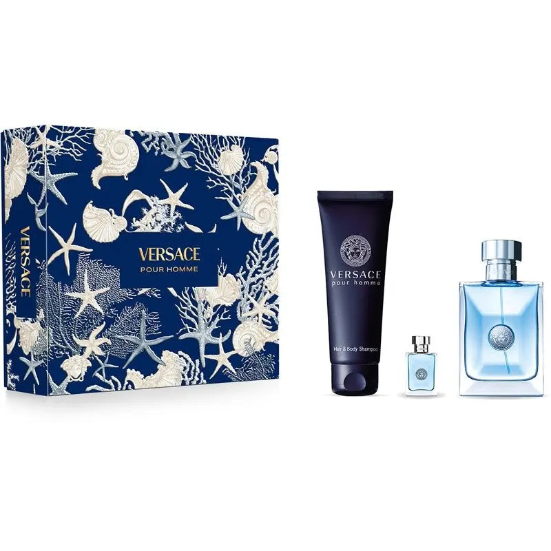 VERSACE POUR HOMME SET: EDT 100ML + BATH AND SHOWER GEL 150ML +  EDT 5ML