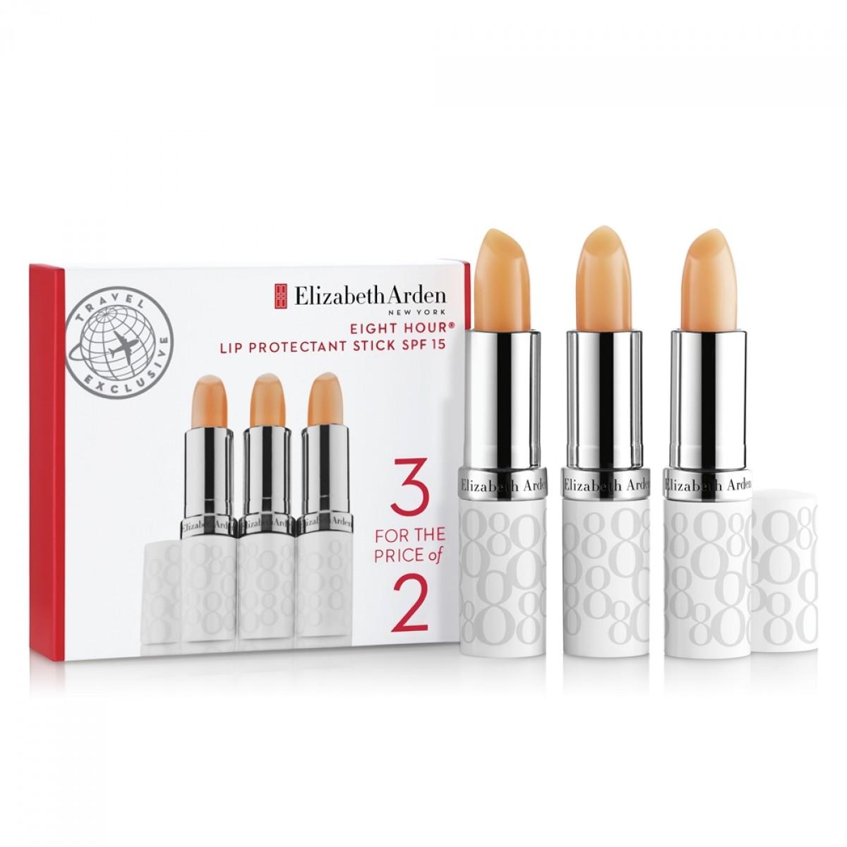ARDEN 8 HOUR SET - 3 X EIGHT HOUR LIP PROTECTANT STICK SPF 15 3.7G