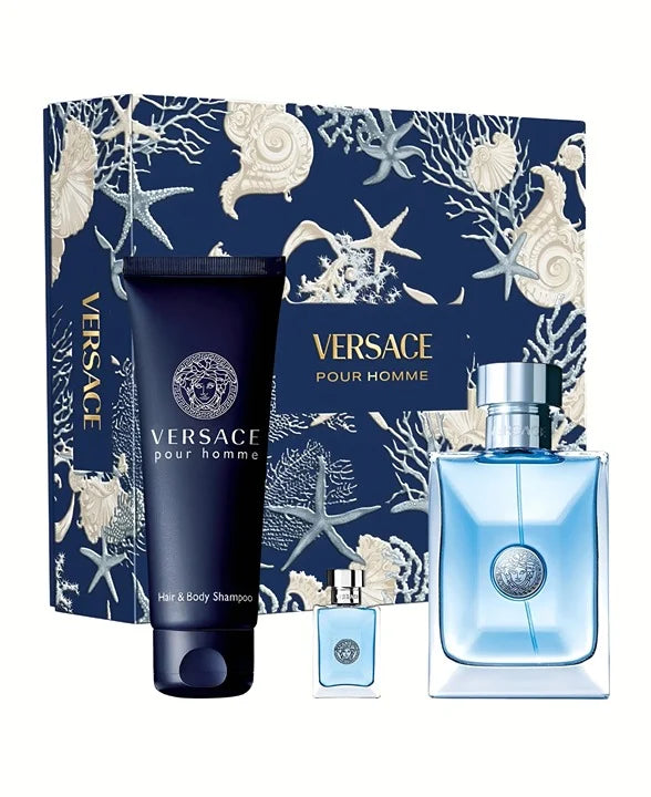 VERSACE POUR HOMME SET: EDT 100ML + BATH AND SHOWER GEL 150ML +  EDT 5ML