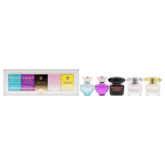 VERSACE 5ML SET: DYLAN TURQUOISE EDP+DYLAN PURPLE EDP+ CRYST NOIR EDT+BRIGHT CRYST EDP+YELLOW DIAMOND EDT
