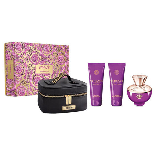 VERSACE DYLAN PURPLE SET: EDP SPRAY 100ML + BODY LOTION 100ML +  SHOWER GEL 100ML