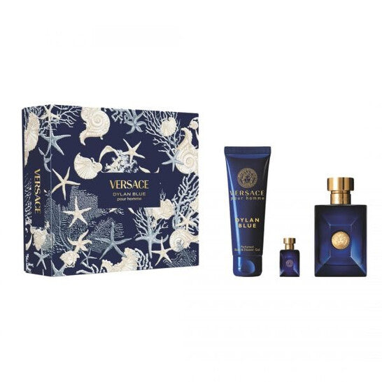 VERSACE DYLAN BLUE SET: EDT 100ML + BATH AND SHOWER GEL 150ML +  EDP 5ML